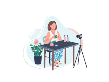 Beauty vlogger flat color vector faceless character preview picture