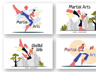 9 Martial Arts Vector Illustration