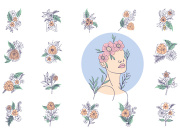 Line Art Flower, Wall Art and Decoration