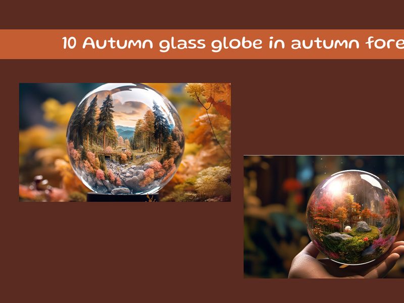 Autumn glass globe in autumn forest