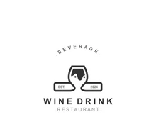 Wine drink Vintage logo label with glass or beer premium, bars, clubs, cafes company