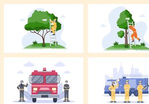 20 Group of Firefighters Illustration