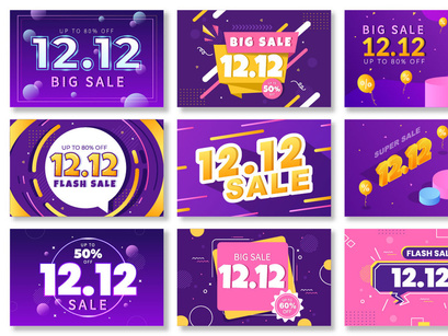 24 Special 12.12 Shopping Day Banner Sale Illustration