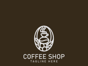Coffee Shop logo minimalist and simple hipster with cup outline vintage style