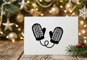 Black and White Christmas Mittens with Knitted Pattern