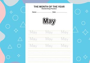 12 Pages Month name of the year trace and writing practice sheet