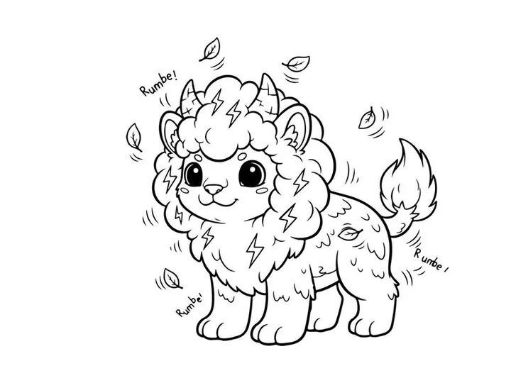Cute cartoon sheep with thunder vector illustration