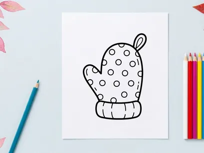 Cute cartoon oven mitt lifting a hot dish. Playful kitchen glove with polka dots for baking and cooking safety.