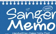 Sanger Memo - Handwritten Marker Note Font
