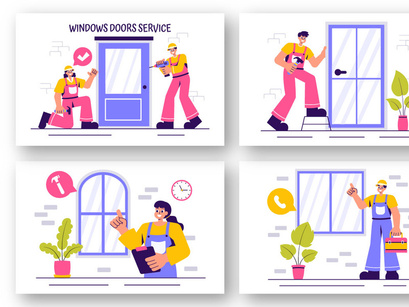 12 Windows and Doors Service Illustration