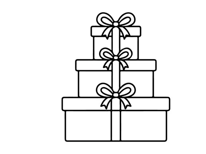 Stacked Christmas gift boxes icon with ribbons and bows for holiday design projects.