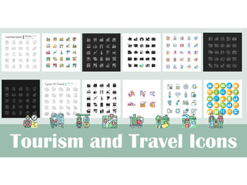 Tourism and travel icons bundle preview picture