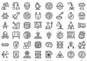 70 Set of Science Experiments Colored Vectors Icons
