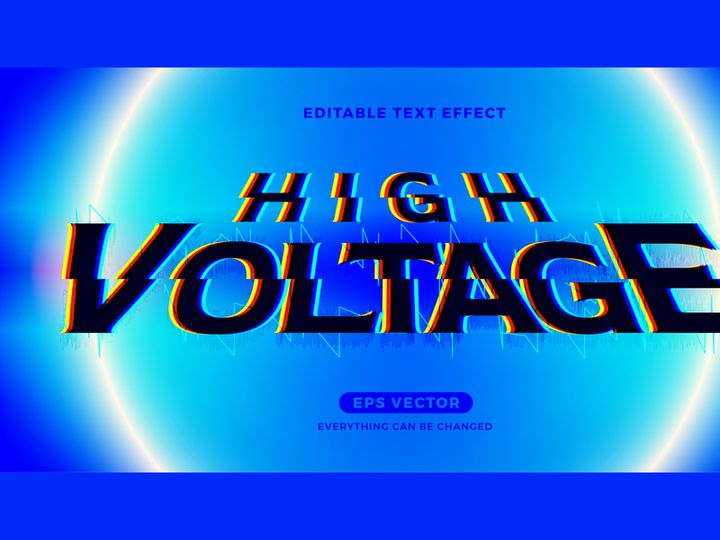 High Voltage editable text effect style vector