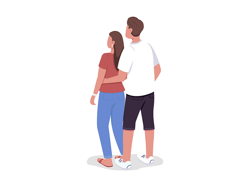 Couple embracing each other semi flat color vector characters