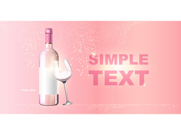 Rose wine realistic vector product ads banner template preview picture