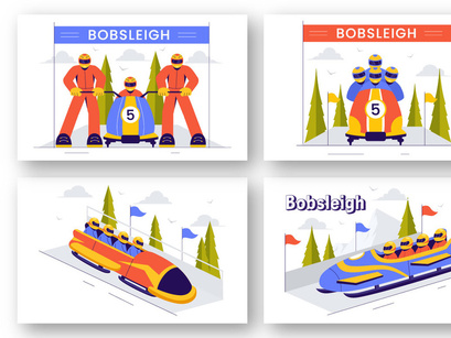 9 Bobsleigh Sport Illustration