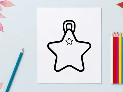 Colgante de collar en forma de estrella en blanco y negro. Joyería celestial minimalista para proyectos de moda y diseño.