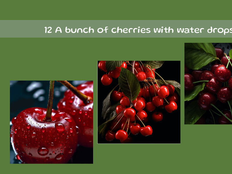 A bunch of cherries with water drops