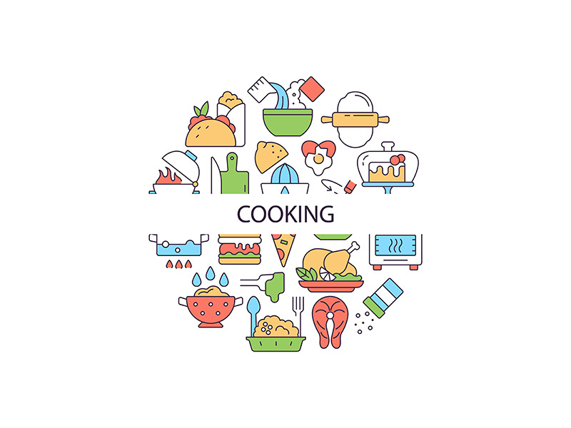 Cooking abstract color concept layout with headline
