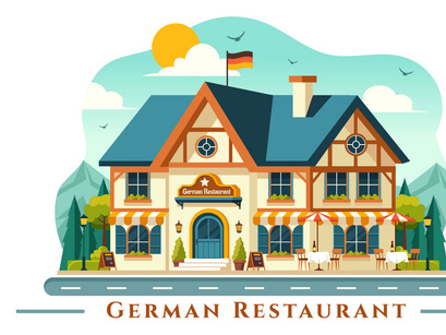 10 German Food Restaurant Illustration