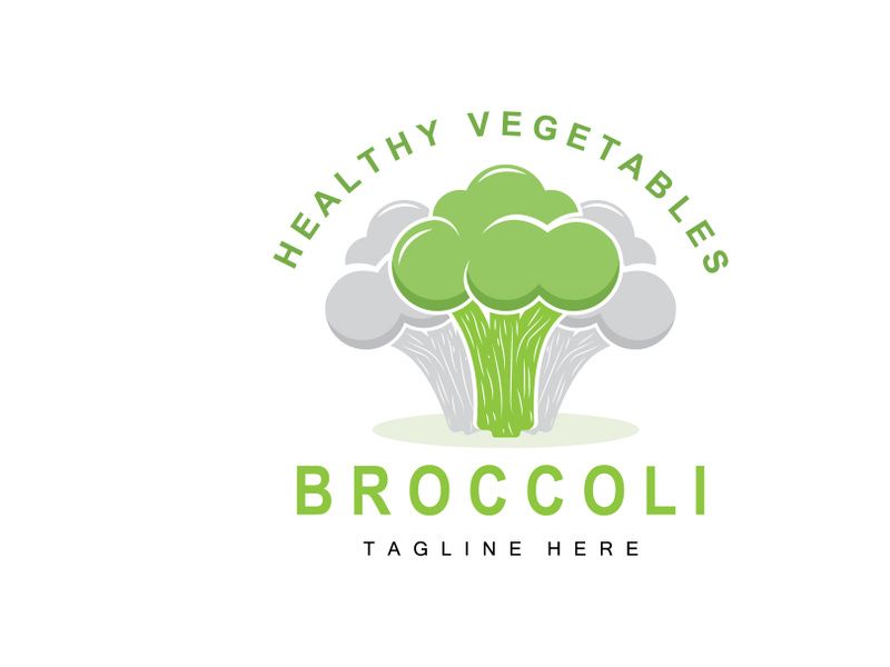 Broccoli Logo Design, Green Vegetable Vector, Broccoli Wallpaper, Vegetable Supermarket Illustration Garden Product Brand