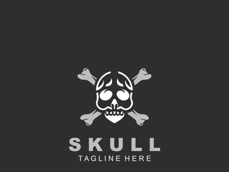 Skull skeleton logo Design vintage Template Idea on black background