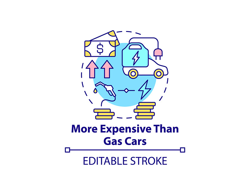 Electric vehicles cost difference concept icon.