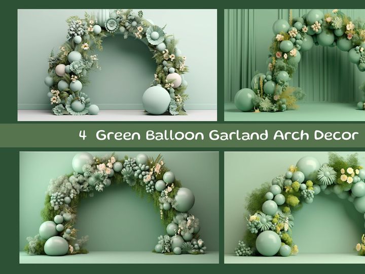 Green Balloon Garland Arch Decor
