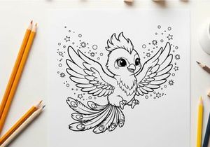 Cute white owl flying with stars vector illustration