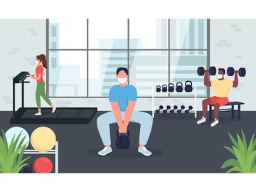 Gym during quarantine flat color vector illustration preview picture