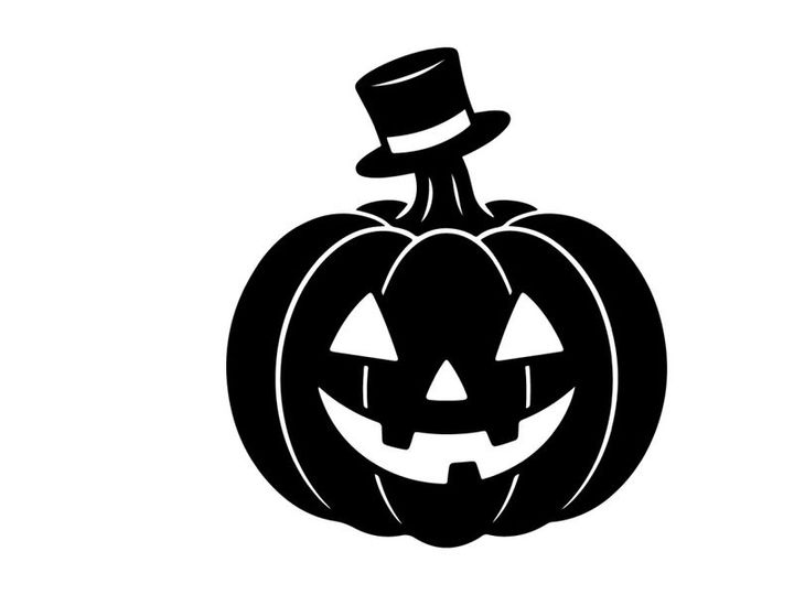 Halloween Pumpkin with Carving and Top Hat for Fall Decor