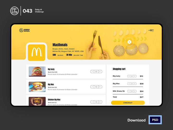 Food Drink Menu | Daily UI challenge - Day 043/100