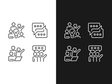 Group tasks pixel perfect linear icons set preview picture