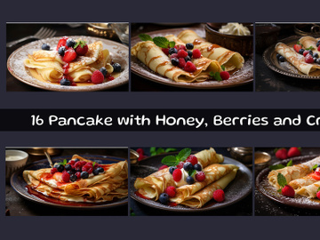 Pancake with Honey, Berries and Cream preview picture