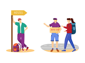 Hitchhiking flat vector illustration preview picture