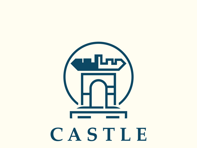 Castle kingdom logo graphic template design, Ancient castle vintage vector