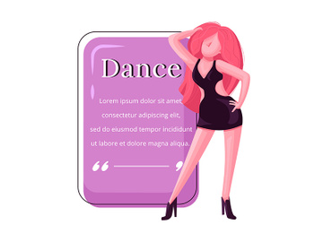 Female attractive dancer flat color vector character quote preview picture