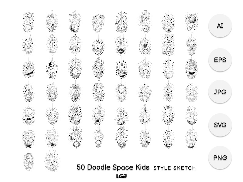 Doodle Space Kids Element Draw Black