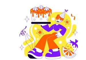 4 Birthday Cake Vector Illustration