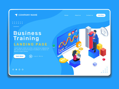 Isometric business training landing page concept