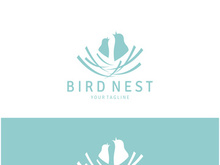 bird nest logo icon illustration design template, for bird farm, bird business, bird house, bird conservation with modern minimalist vector concept