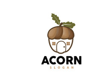 Acorn Logo, Nut Design With Oak Leaves Simple
