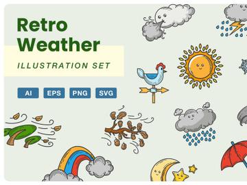 Retro Weather Illustration Set preview picture
