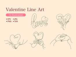 Heart Shaped Hands One Continuous Line Drawing preview picture