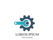 Gear and Wrench Logo Template Illustration