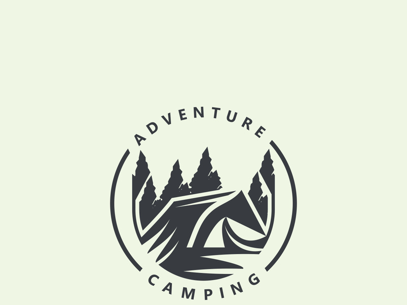 Camping and outdoor adventure logo for the Hiking. emblem illustration