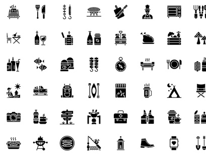 50 Camping Linear Icons