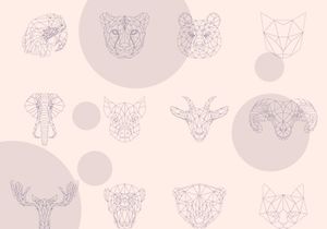 Geometric line animals set, Low poly line animals set, vector illustration