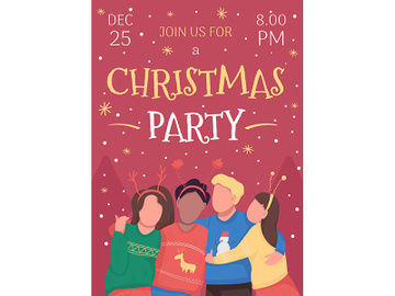 Christmas party poster flat vector template preview picture